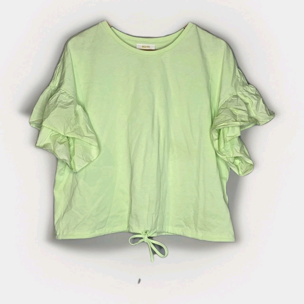 English Factory Lime Green Ruffle Sleeve Crop Top